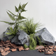 Irregular PU fake stone foam sculpture rockery shopping mall landscaping shooting window hotel green plant landscape stone ornaments yellow 2