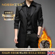 NOSSKISS International Brand Men's Windbreaker Men's Mid-Length Autumn and Winter New Cotton Warm Slim Light Business Korean Style Jacket Black Cotton One Size 2XL