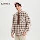SANFU 2026 Spring Men's Big Star Tie Long Shirt Casual Lapel Drop Shoulder Top 518888 Brown M