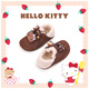 Hello Kitty children's shoes girls Birkenstock shoes plush girls plus velvet warm lace-up furry shoes cartoon cute 108B dark brown 37