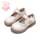 Fuluo Mi Girls' Leather Shoes 26 Spring New Sweet Bow Princess Shoes Children's Campus Soft Sole Performance Shoes Off-White 27
