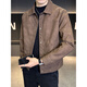 Xiaohongshu hot style men's jacket 2025 new spring and autumn trendy brand lapel sense handsome casual motorcycle leather black gray L
