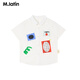 Ma Latin (M.Latin) Ma Latin children's clothing children's shirt 2026 spring new style boys' fun patch small square collar short-sleeved shirt Cloud White (semi-bleached) 90