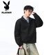 Playboy (PLAYBOY) American high street spring and autumn new heavyweight round neck sweatshirts for men and women, handsome loose pullover tops, couple jackets for men, black XL