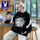 Playboy (PLAYBOY) men's round neck sweatshirt 2026 spring new Hong Kong style fashion trend loose and versatile youth student bottoming shirt black 2XL