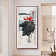 Explore Time Lotus Hanging Painting Living Room Corridor Aisle Vertical Mural New Chinese Style Entrance Entrance Ink Chinese Painting Retro Decorative Painting Jiaou Tu-A 70*140cm Imported solid wood frame + canvas + high-definition plexiglass