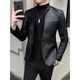 SEPTWOLVES small suit men's spring and autumn slim handsome leather jacket suit casual winter velvet stand collar leather jacket men's black 166 regular M 90-100Jin Jin equals 0.5 kg