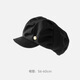 BLANK VERSE autumn and winter woolen metal beret hat women's octagonal hat big head circumference showing face small fashionable literary painter hat flat top black-DMZ304 one size