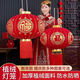 Xushansi's new door balcony solar lantern New Year's long pole lantern outdoor red lantern six-sided blessing lantern with blessing character remote control LED light - battery provided Happy beads model 80# Jin Yuanfu diameter 56 cm one pair