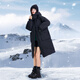 Flying in the Snow 2025 winter new style women's mid-length down jacket, versatile, fashionable, casual, temperament, large pockets, warm and comfortable, black|8056 L/165/88A