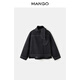 MANGO Women's Single Clothing 2026 Spring New Casual Cotton Tie Collar Denim Shirt Top Black M