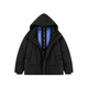 GROUND ZERO shopping mall same style high filling capacity 90 white duck down couple style hooded down jacket black L