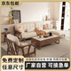 Yusenyi can customize Su Mao's new Chinese-style solid wood sofa combination, simple tenon-and-tenon soft-covered fabric small apartment sofa, cream style, three-seat + single-seat + footrest + coffee table combination.