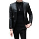 SEPTWOLVES small suit men's spring and autumn slim handsome leather jacket suit casual winter velvet stand collar leather jacket men's black 166 regular M 90-100Jin Jin equals 0.5 kg