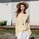 Sancai 2026 Spring New Loose Knitted Sweater Round Neck Lyocell Pullover Blouse Design M