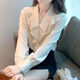 Playboy (PLAYBOY) ruffled V-neck chiffon shirt for women spring and autumn new French style bottoming shirt fashionable long-sleeved shirt top official flagship white S 78-90Jin Jin is equal to 0.5 kg