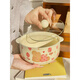 Tuojin imported quality Korean-style cute cream-style puppy double-ear instant noodle bowl from Japan. Ceramic large bowl for student dormitory. Korean-style instant noodle bowl-Flower Rabbit (without lid)