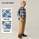 E LAND KIDS pedophile boys' shirt 26 spring new British style embroidered lapel plaid top Beige beige/35 110