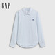 GAP Women's 2026 Spring New Cotton Bear Embroidered Colorful Striped Loose Long-Sleeved Shirt Top 859838