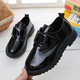 Zhunwu boys' leather shoes black children's campus small leather shoes soft sole performance shoes new performance little boy British student black Velcro style 36 size inner length 22cm