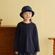 Yantaijia children's clothing boys' Class A pure cotton long-sleeved T-shirt 2026 spring new style baby boy black top children's solid color bottoming shirt navy blue 120 model size