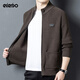 Edenbo fashion men's stand collar casual wear spring and autumn new young and middle-aged sweater jacket warm slim dad jacket iron gray L (170)