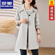 ROMON Lined Windbreaker Women's Mid-Length 2025 Spring and Autumn New Fashionable Slim Coat Jacket Vanilla Rice Lined XL 126Jin Jin is equal to 0.5kg -135Jin Jin is equal to 0.5kg