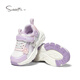 Snafy Girls Casual Shoes Spring Children's Mesh Breathable Sports Shoes Little Girls Light Outdoor Shoes Purple/White 27
