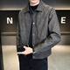 Xiaohongshu hot style men's jacket 2025 new spring and autumn trendy brand lapel sense handsome casual motorcycle leather black gray L