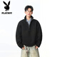 Playboy (PLAYBOY) American high street spring and autumn new heavyweight round neck sweatshirts for men and women, handsome loose pullover tops, couple jackets for men, black XL