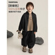 Young boys retro modern shirt 2026 spring fashionable and cute children's simple temperament lapel denim top black 90 cm