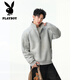 Playboy (PLAYBOY) American high street spring and autumn new heavyweight round neck sweatshirts for men and women, handsome loose pullover tops, couple jackets for men, black XL