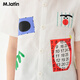 Ma Latin (M.Latin) Ma Latin children's clothing children's shirt 2026 spring new style boys' fun patch small square collar short-sleeved shirt Cloud White (semi-bleached) 90