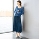 Yanyu blue woolen V-neck sweater 2026 spring new style loose lazy style comfortable casual women's top blue L