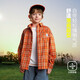 ASK JUNIOR children's shirt 2026 spring medium and large children's plaid contrast lapel long-sleeved shirt for boys and girls same style jacket orange 170