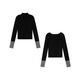 Contrast color long-sleeved sweater for women, niche slim fit, versatile and temperamental base layer top, black and gray half turtleneck S S