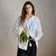 XIRAN (XIRAN) 26th spring style commuter long-sleeved shirt with lyocell print, fresh and artistic loose top, off-white S