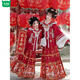Wooden house will welcome wealth immediately Ming-made mother-daughter parent-child clothing Hanfu women 2026 new winter horse face skirt thickened children's New Year's greetings clothing immediately welcome wealth red cloud shoulder 150 children's style