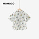Mami Maca (MOMOCO) children's clothing summer boys' shirt jacket short-sleeved fashion versatile shirt white full print 120