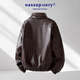 JNJKQAWASSUP GLORY Maillard retro motorcycle leather jacket men's spring and autumn handsome fake two-piece lapel jacket 05 brown M _built 115Jin Jin is equal to within 0.5 kg