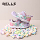 Belle Children's Shoes 2026 Spring New Men's and Women's Sports Shoes Casual Shoes Mesh Breathable Baby Shoes White/Purple 23