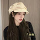 Tuzun Autumn and Winter Beret Duck Hat Women British Versatile Korean Version Versatile Painter Hat Flat Top Retro Face Showing Small Beret Cloud Hat - Black One Size