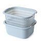Tuojin double-layered vegetable sink plastic drain basket leaking basin rice cleaning artifact vegetable basket cleaning vegetable basin home kitchen fruit basin small blue two-piece set