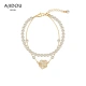 AJIDOU Ajidou camellia series artificial pearl double chain stacked bracelet birthday gift for girlfriend wife white length 16.5cm extension chain 4cm