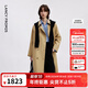 Langzi Basic Wardrobe Classic Double-Breasted Windbreaker Jacket French Intelligent Temperament Coat Autumn New Style Dark Beige XS