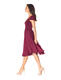 Dress the Population Women's Corey Low Cut Mixed Media Cap Sleeve A-Line Midi Dress, Dark Magenta Medium
