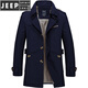 JEEP SPIRIT休闲男士工作外套纯棉风衣2026春秋季男装新款男式夹克 黑色 M