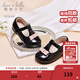 DAVE&BELLA Girls' Leather Shoes Princess Style Children's Performance Shoes Spring New Children's Casual Shoes Female Baby Toddler Shoes Black Spot 21