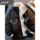 JEEP SPIRIT new heavyweight thickened sherpa splicing down jacket men's winter warm stand-up collar down jacket jacket men's winter gray 2XL