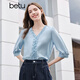 Betu women's 2026 spring and summer new shirt three-quarter lantern sleeve shirt trendy temperament top for women 2602T37 blue L